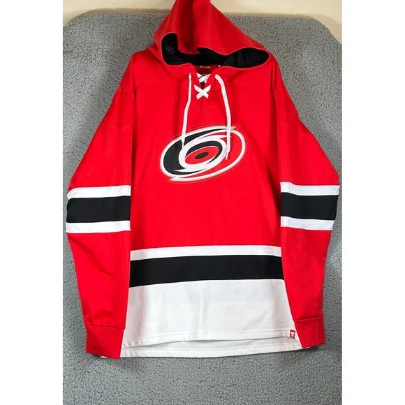 Carolina Hurricanes Fanatics Mens NHL Inside Line Hockey Jersey XL Red Hooded - Picture 2 of 11